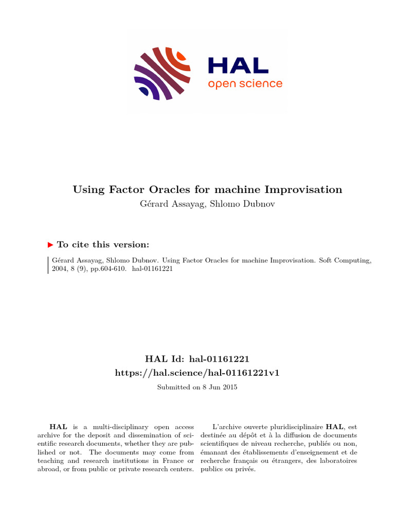 Factor Oracles in Machine Improvisation | PDF | Data Compression ...