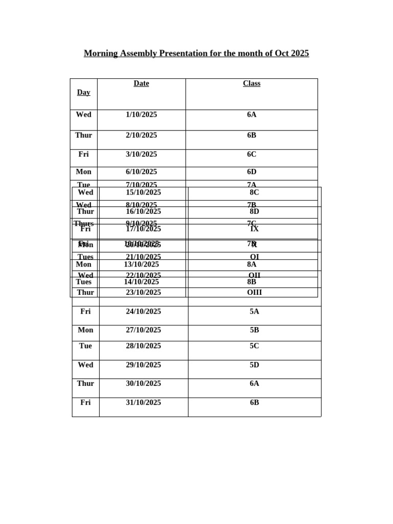Morning Assembly Presentation For The Month of Oct 2025 | PDF