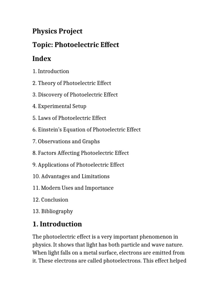 Physics Project Photoelectric Effect | PDF | Photoelectric Effect | Light
