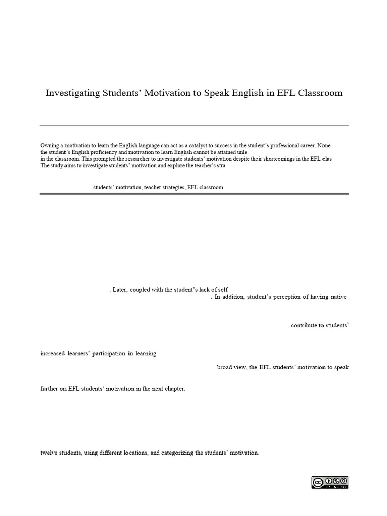 EFL Students' Motivation to Speak English | PDF | Motivation | Motivational