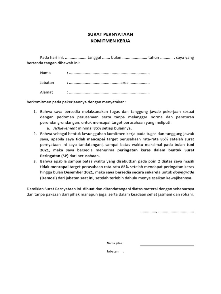 Surat Pernyataan All Draft Fix | PDF