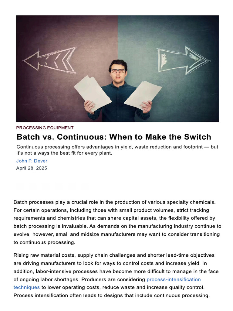 Batch Vs Continuous Processing | PDF