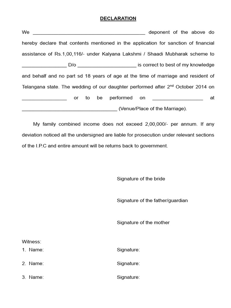 Financial Assistance Declaration Form | PDF