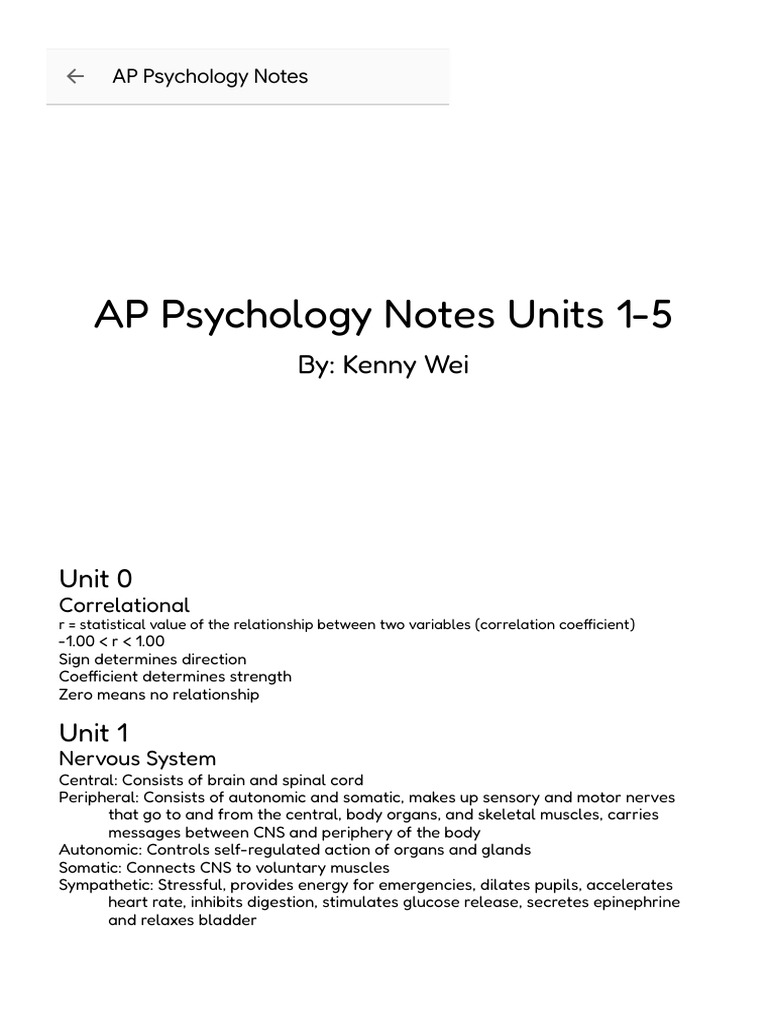 AP Psychology Units 1-5 Study Guide | PDF | Statistical Analysis ...