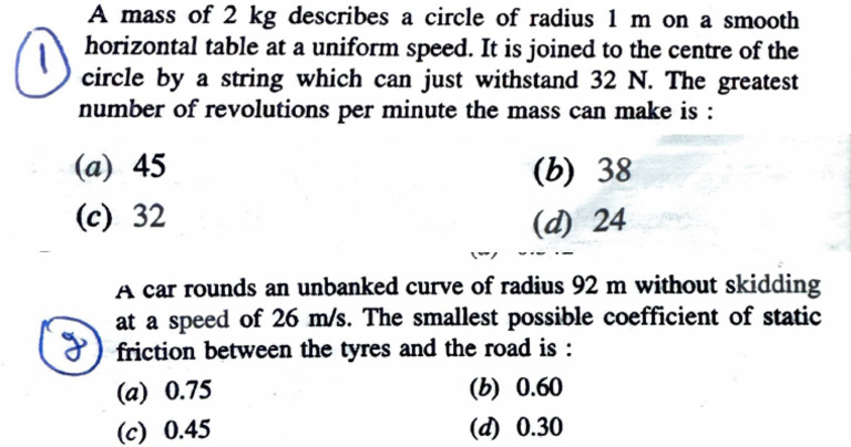 Circular Motion Problems and Solutions | PDF | Mechanics | Classical ...