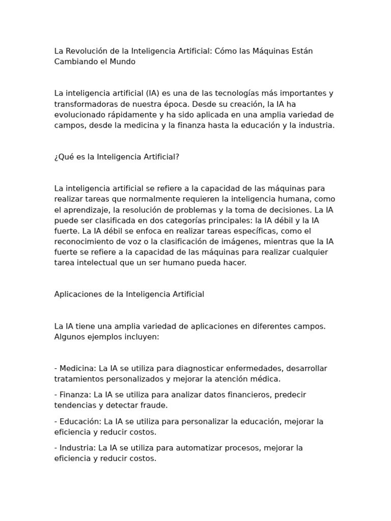 Impacto de la Inteligencia Artificial | PDF | Inteligencia artificial ...