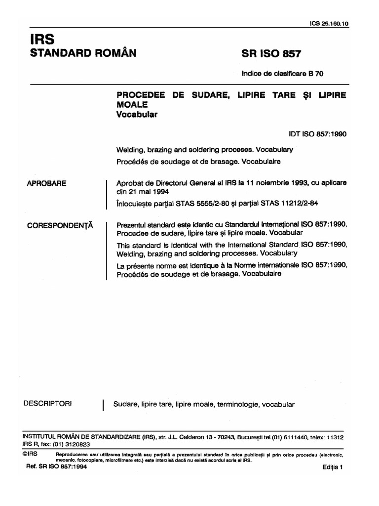 Pdfcoffee.com Sr Iso 857 1994 PDF Free | PDF