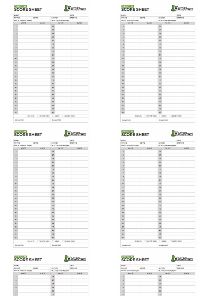 Chess Scoresheet | PDF