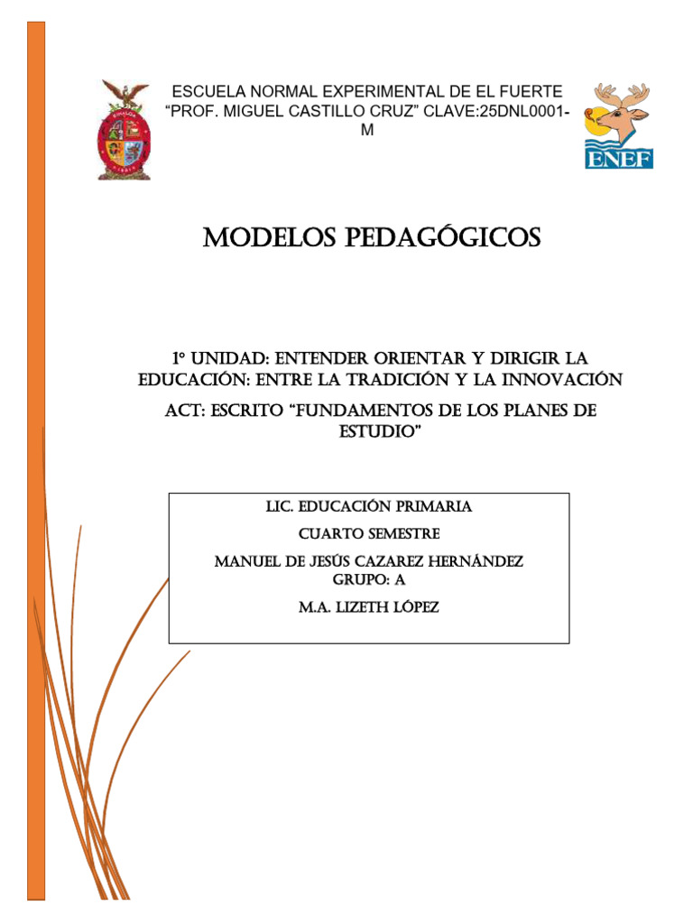 Fundamentos de Modelos Educativos | PDF | Aprendizaje | Maestros