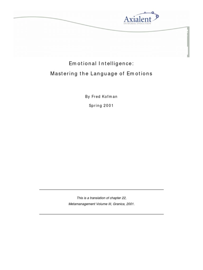 Emotional Intelligence Mastering The Language of Emotions | PDF ...