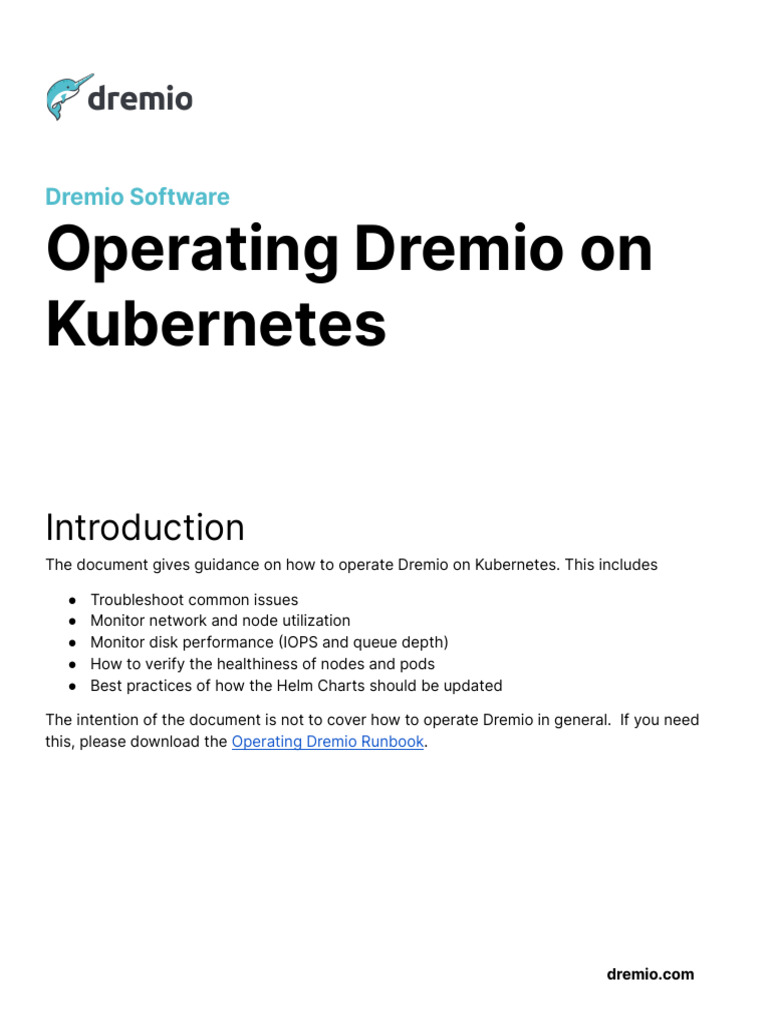 Operating Dremio on Kubernetes Guide | PDF | Computer Data Storage ...