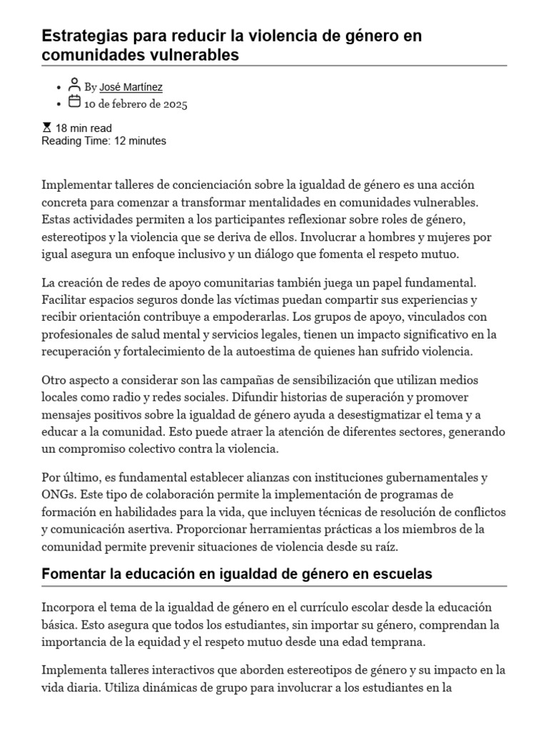 Estrategias para Combatir la Violencia de Género | PDF | Estudios de ...
