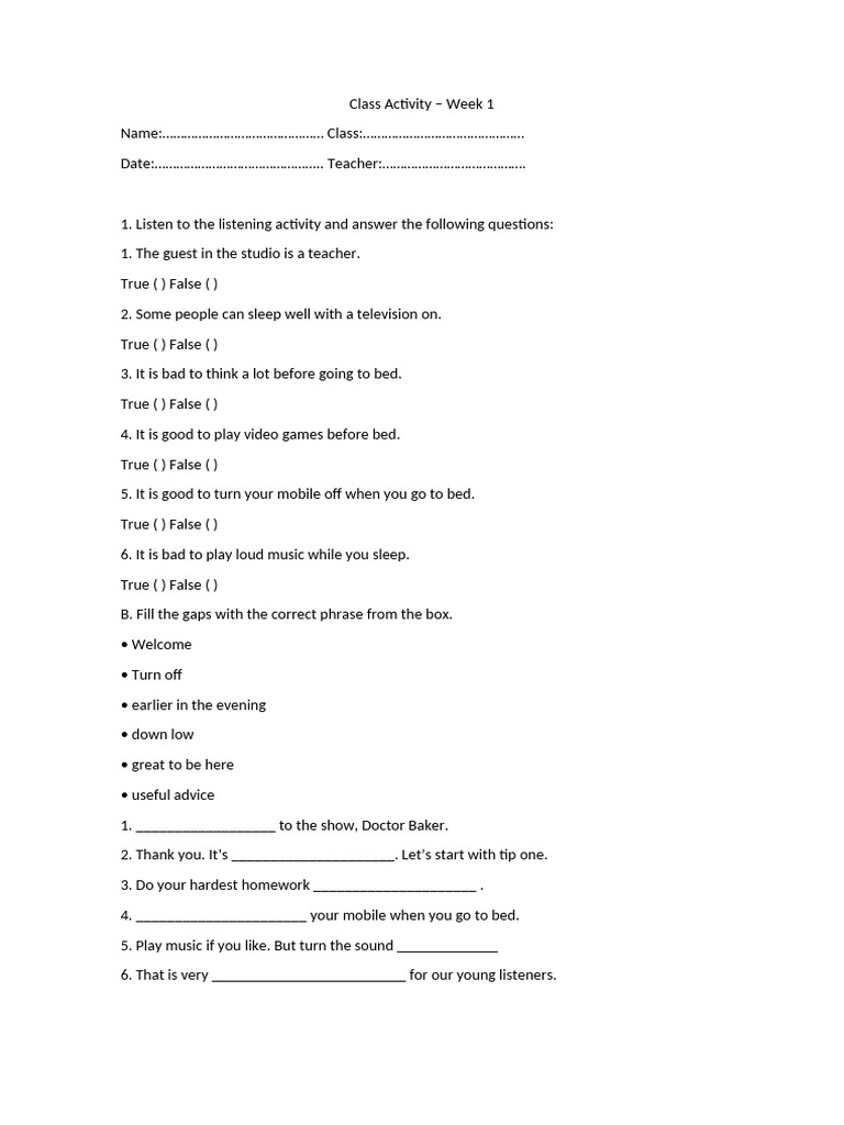 Class Activity | PDF