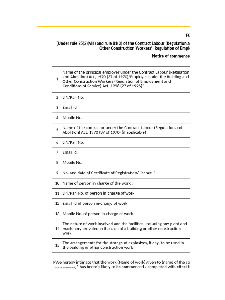 Form VII: Work Completion Notice | PDF