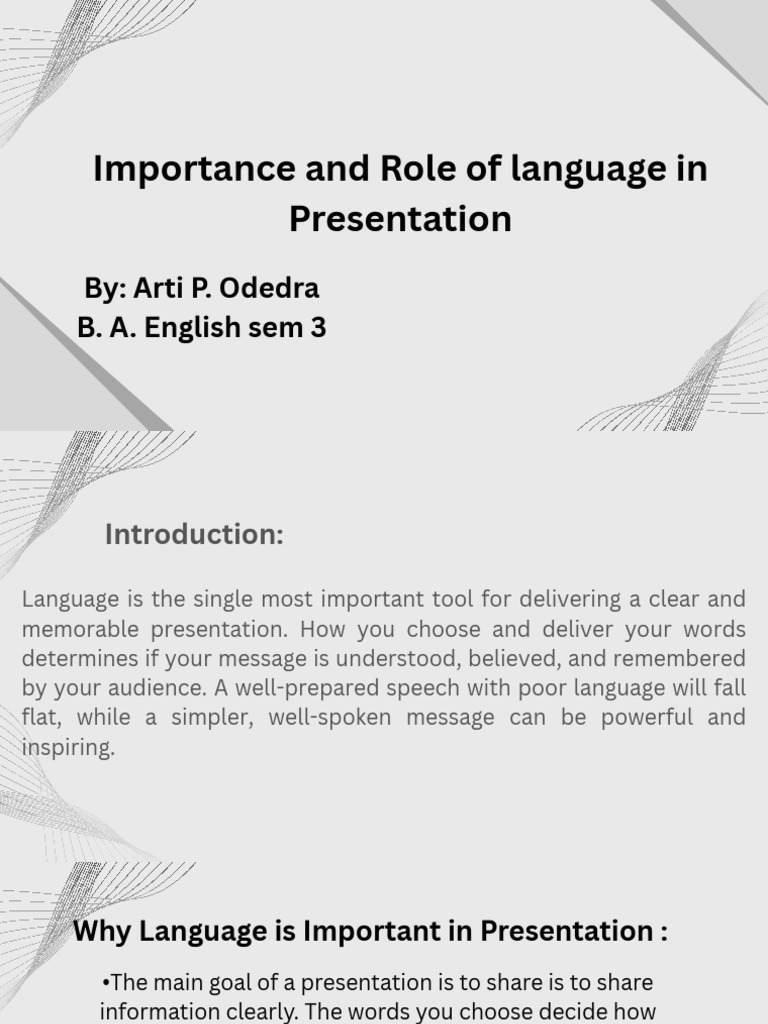 Language's Impact on Effective Presentations | PDF