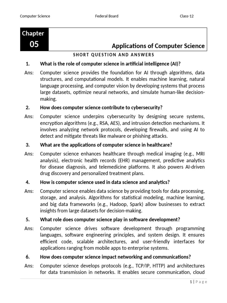 Key Applications of Computer Science | PDF | Internet Of Things | Cloud ...