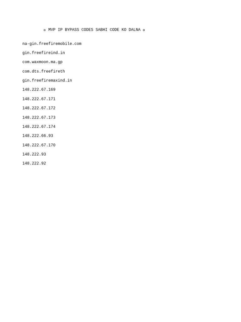 Restricted Bypass Codes for MVP IP | PDF