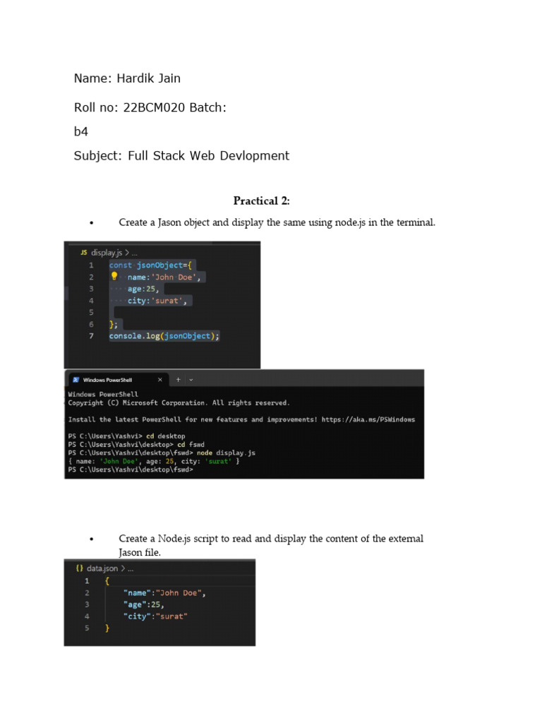 Full Stack Web Development Practical Tasks | PDF