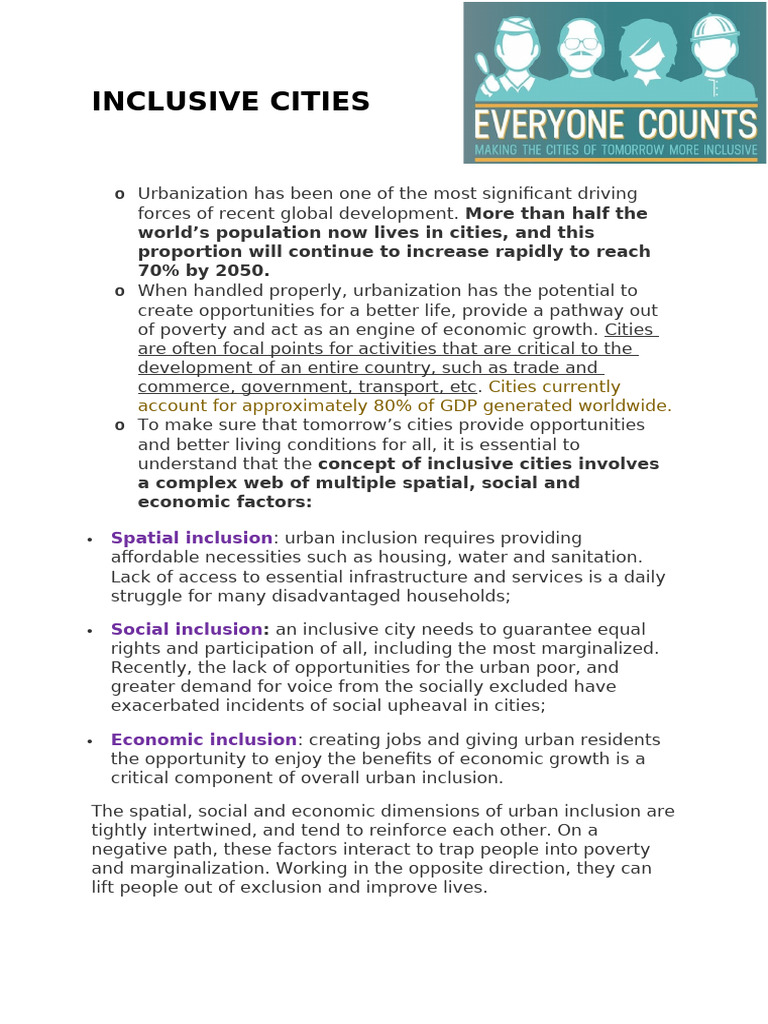 Building Inclusive Cities for All | PDF | Social Exclusion | City