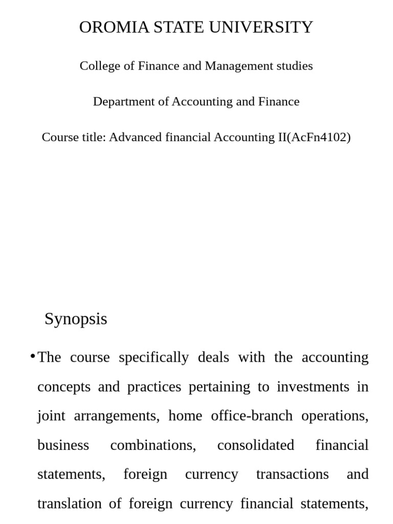 Advanced Financial Accounting II Overview | PDF | Expense | Revenue