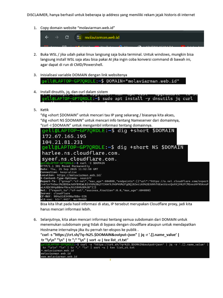 Temukan IP Origin Domain dengan Linux | PDF