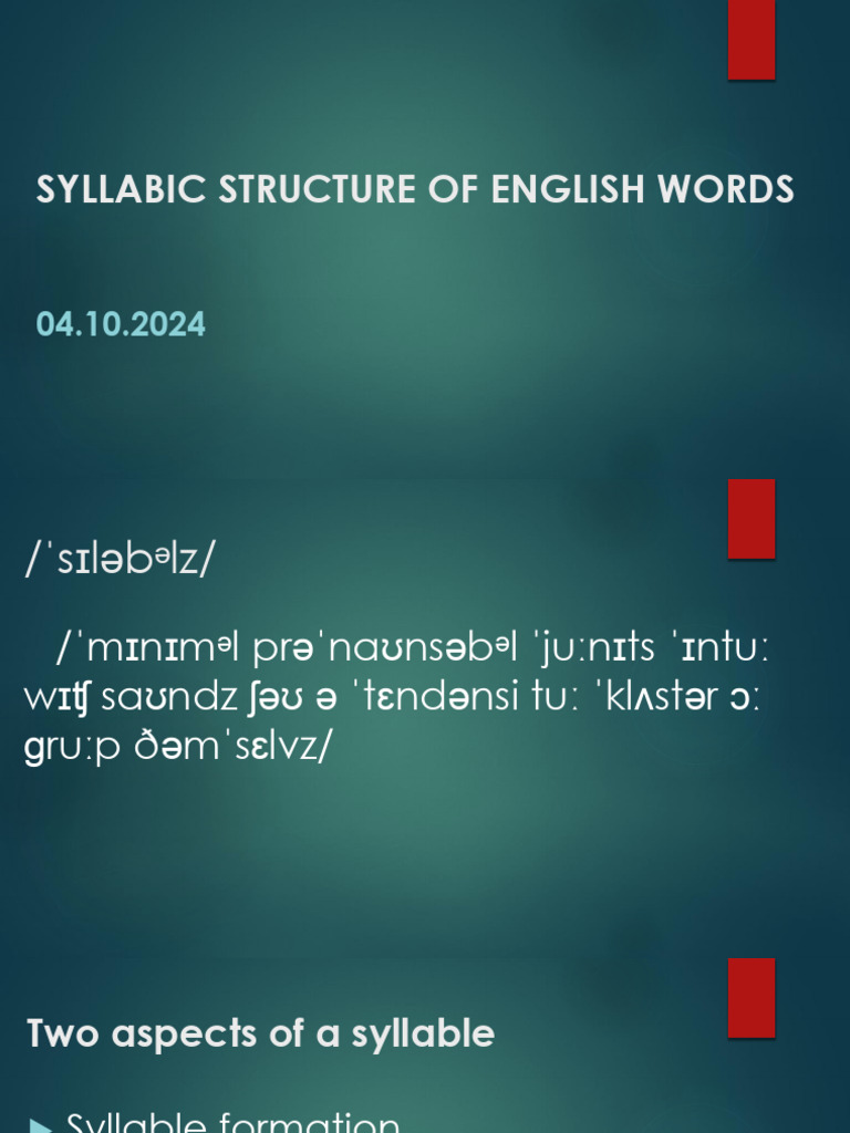English Syllable Structure Explained | PDF | Syllable | Consonant