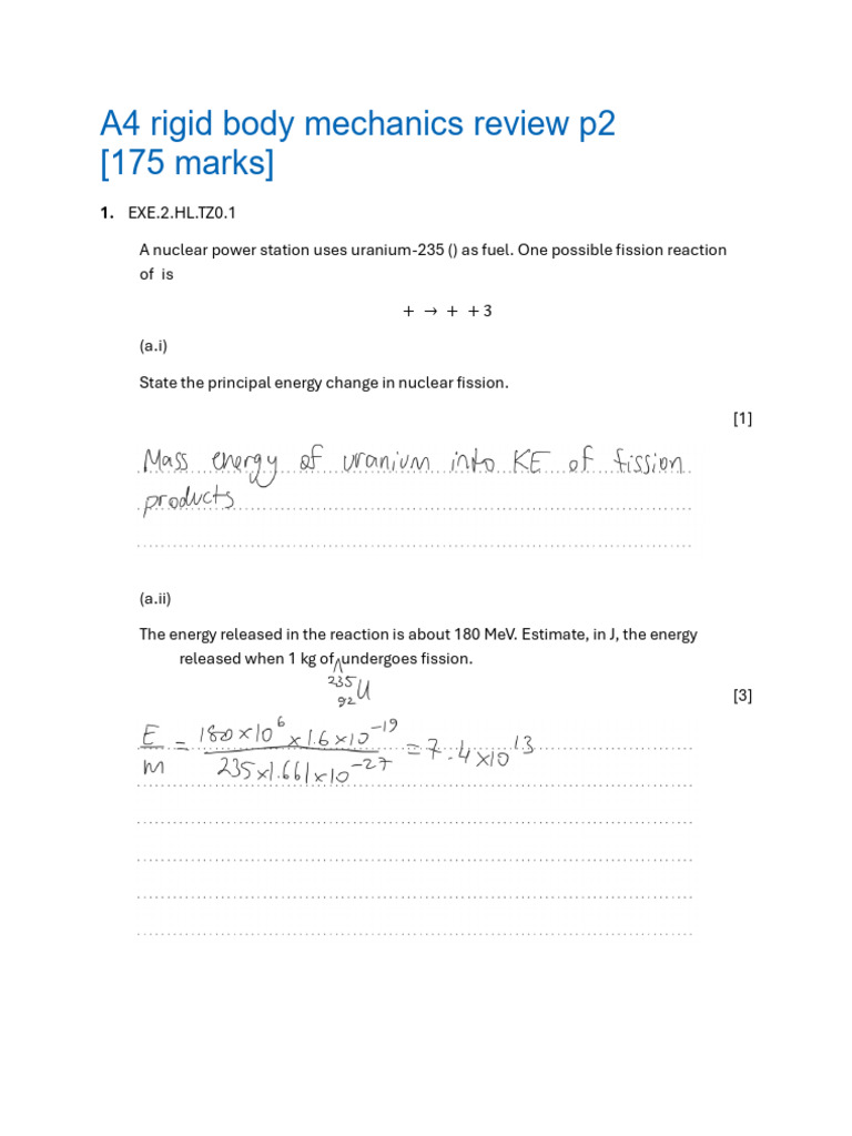 A4 Rigid Body Mechanics Review p2 | PDF | Rotation Around A Fixed Axis ...