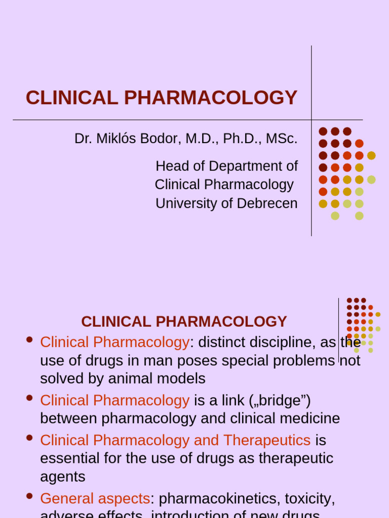 Clinical Pharmacology 1 | PDF | Phases Of Clinical Research | Pharmacology