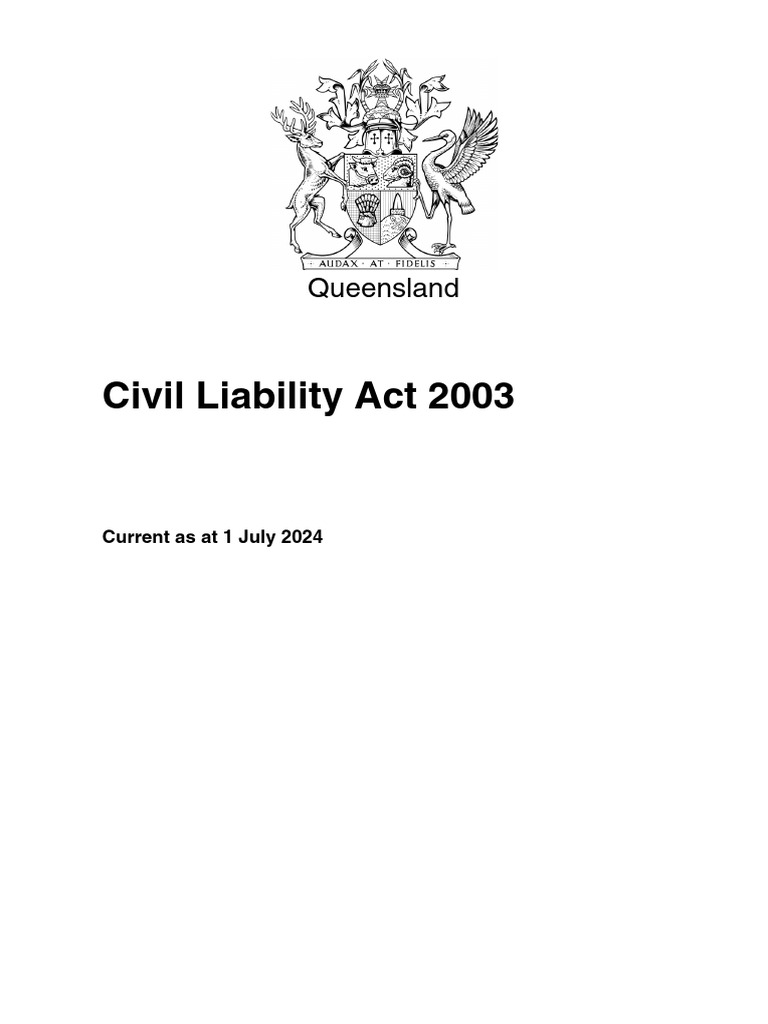 Queensland Civil Liability Act 2003 | PDF | Negligence | Damages