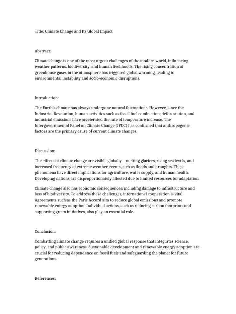 Global Climate Change Impact Overview | PDF