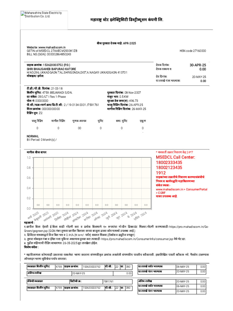 Mahadiscom - LT E-Bill | PDF
