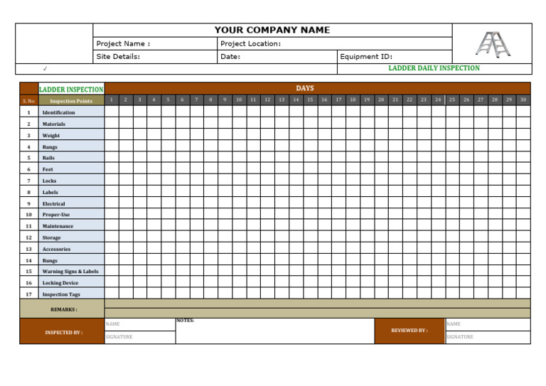 Ladder Daily Inspection Checklist | PDF