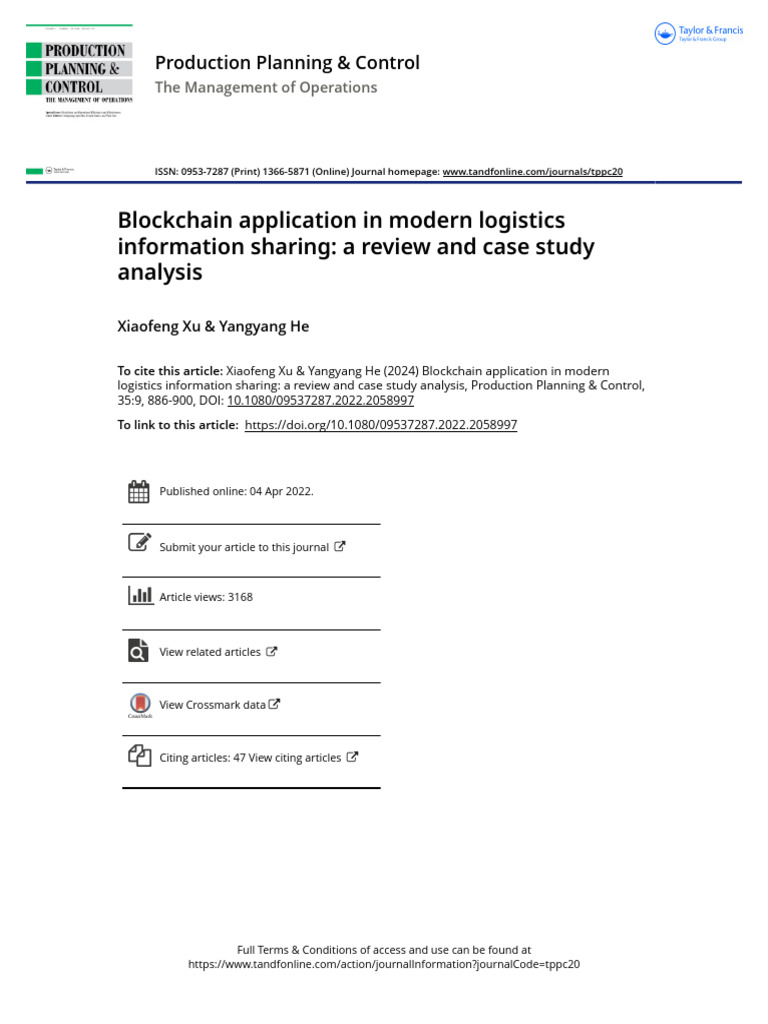 Blockchain in Modern Logistics: A Review | PDF | Logistics