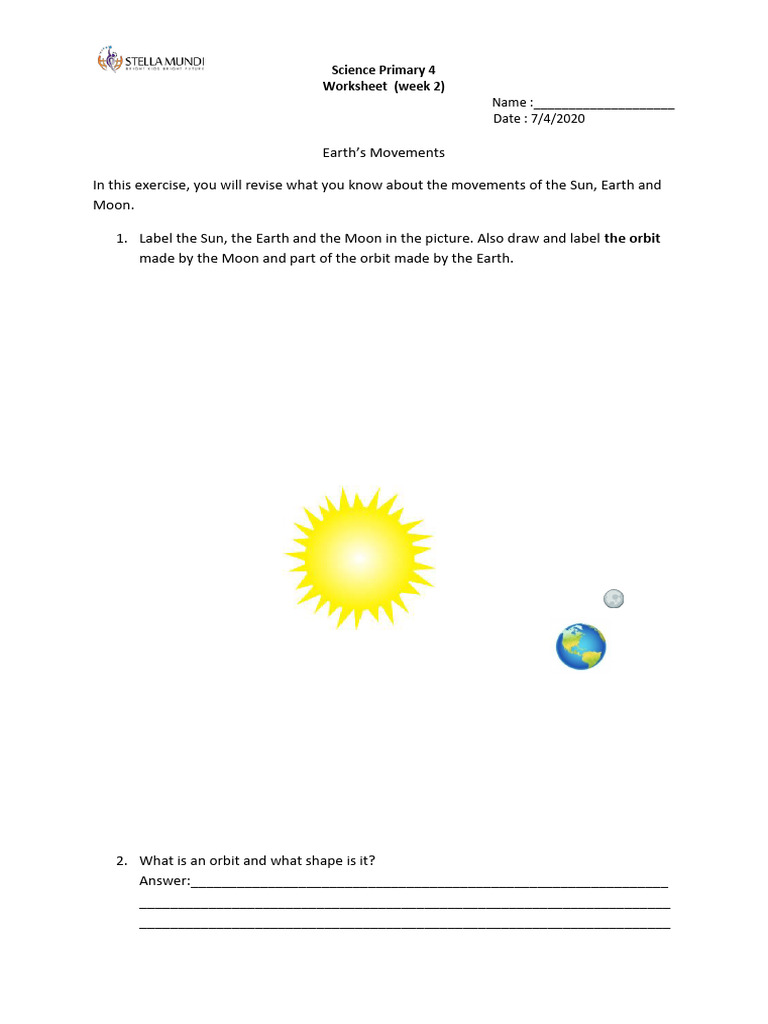 Earth Movements Worksheet for Kids | PDF | Earth | Moon