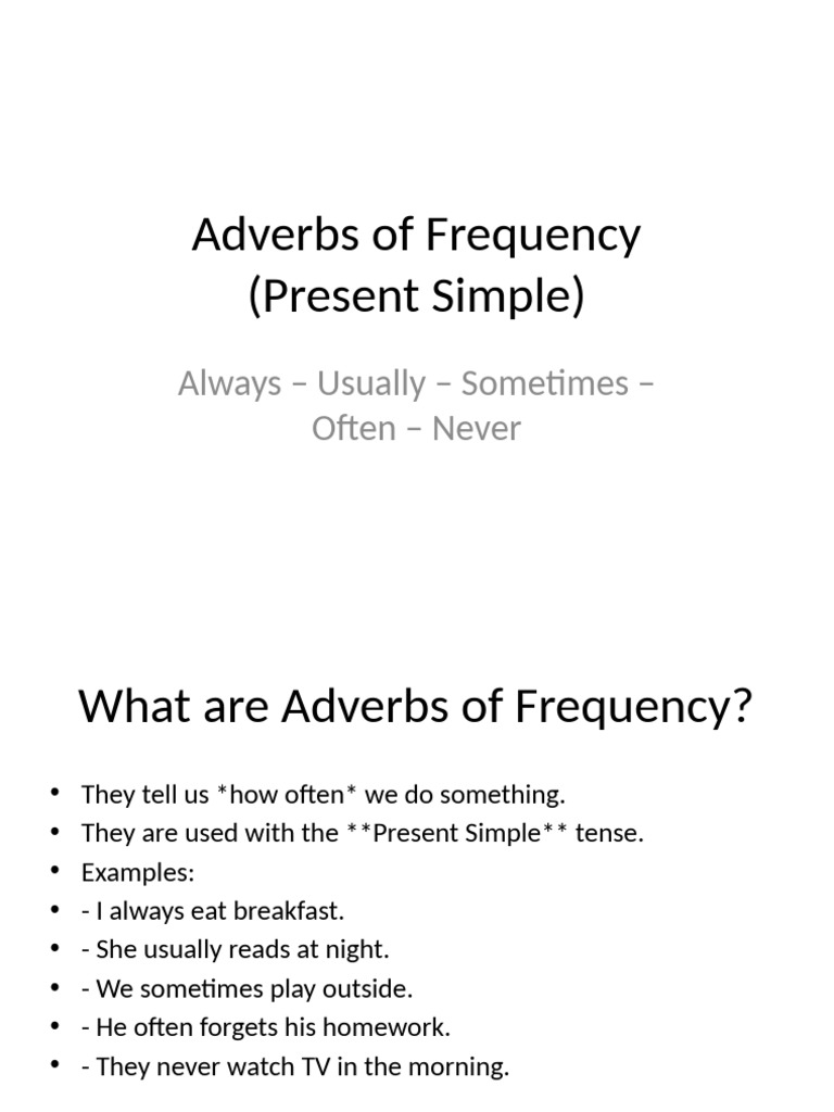 Adverbs of Frequency Present Simple | PDF
