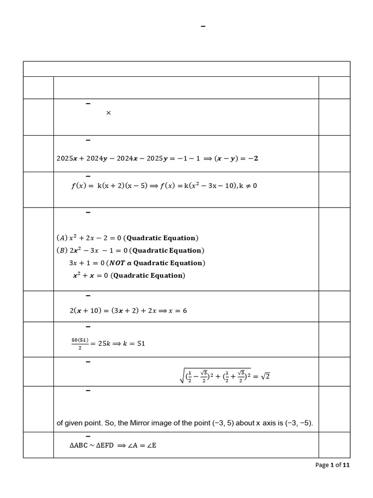 Class X Mathematics Marking Scheme 2025 | PDF | Area | Mathematics