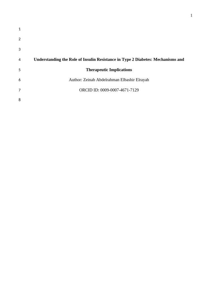 The Role of Insulin Resistance in Type 2 Diabetes | PDF | Insulin ...