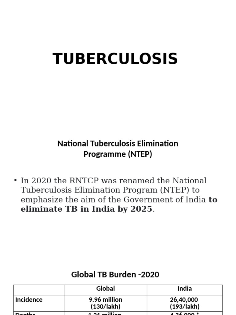 National TB Elimination Program Overview | PDF | Tuberculosis | Health ...