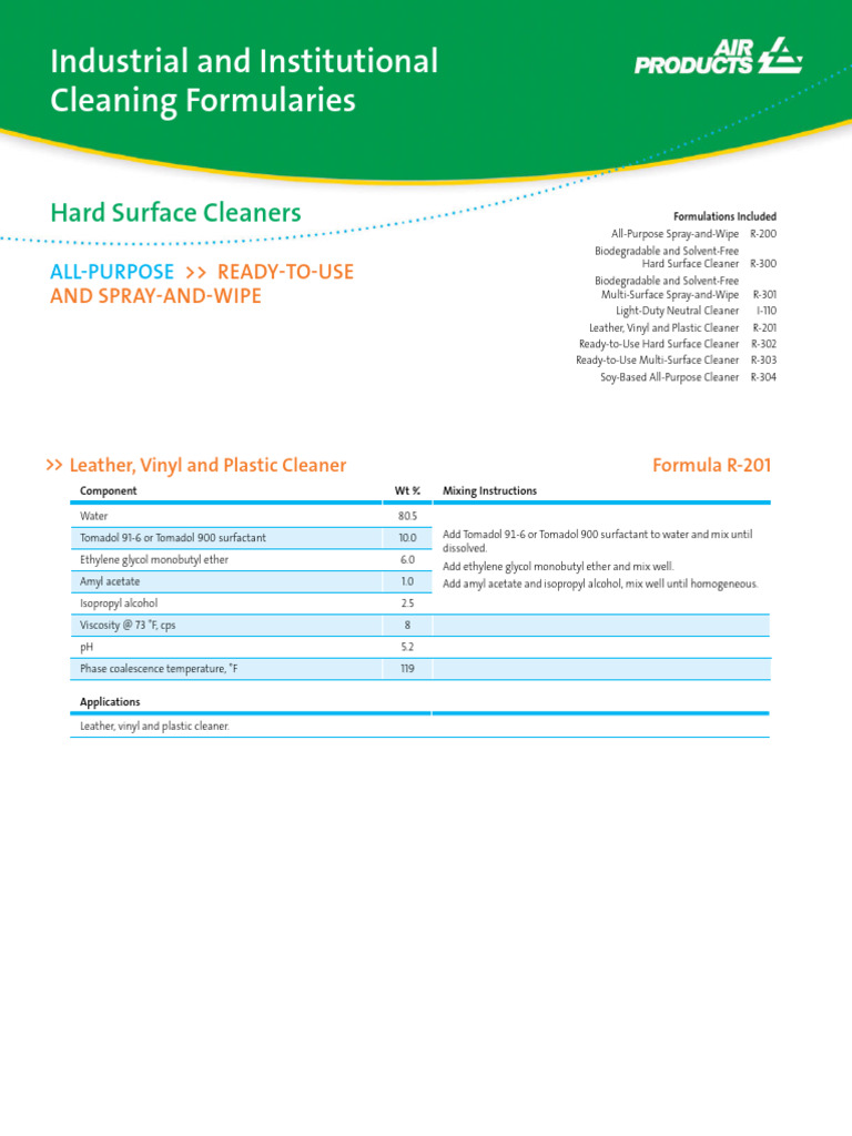 Industrial Cleaning Formulations Guide | PDF