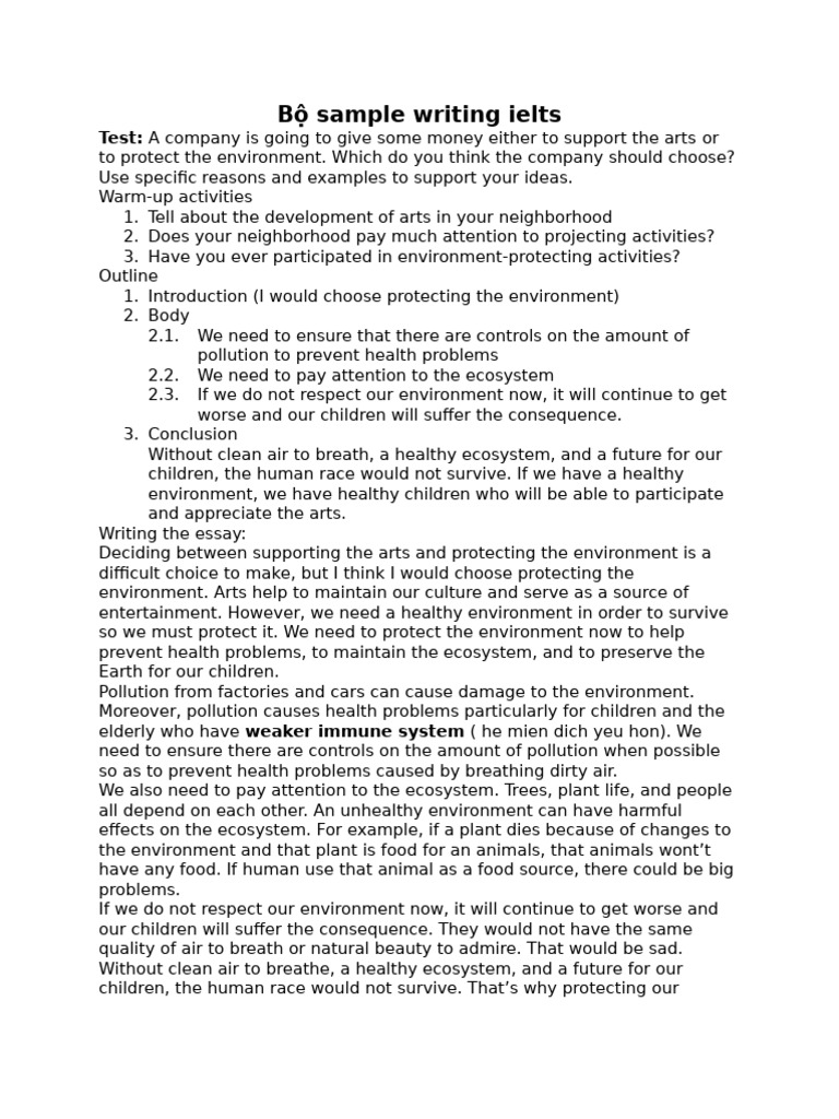 Bộ Sample Writing Ielts | PDF | Natural Environment | Pollution
