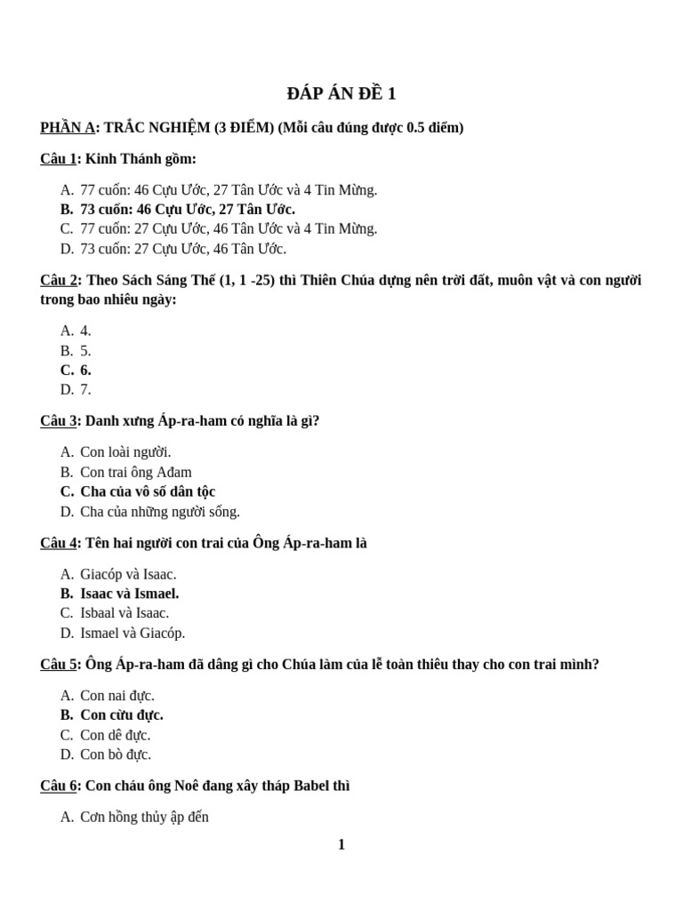 Dap An | PDF