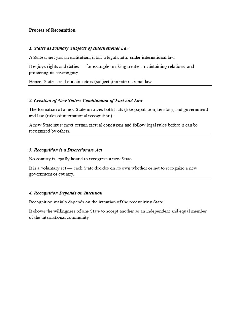 Understanding State Recognition in International Law | PDF