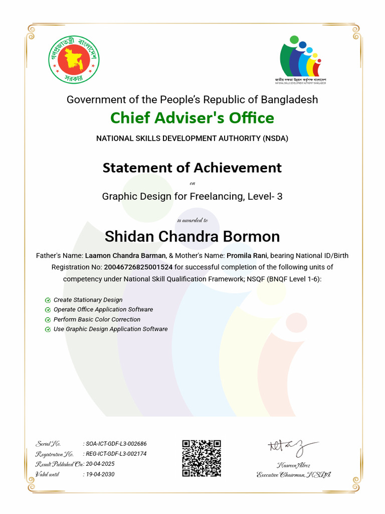 Certificate - Shidan Chandra Bormon | PDF