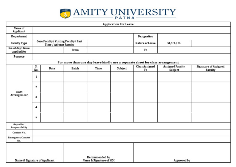 Faculty Leave Application Form | PDF