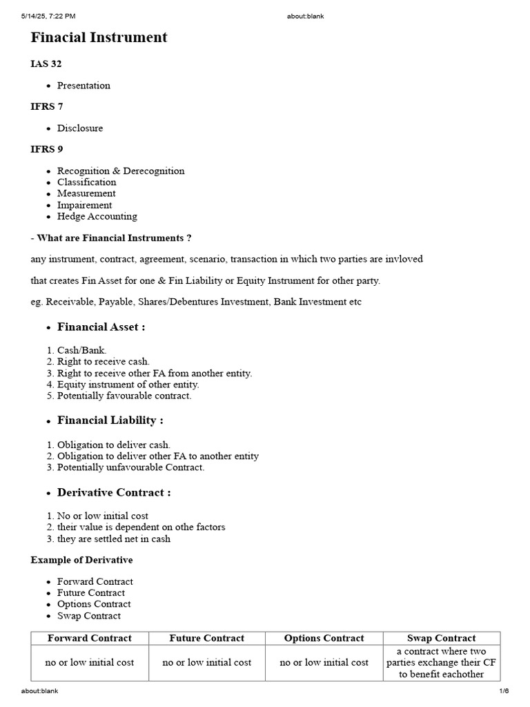 Financial Instruments: IAS & IFRS Overview | PDF | Equity (Finance ...