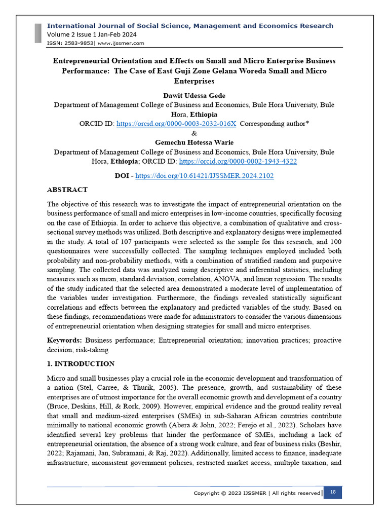 Entrepreneurial Orientation's Impact on SMEs | PDF | Analysis Of ...