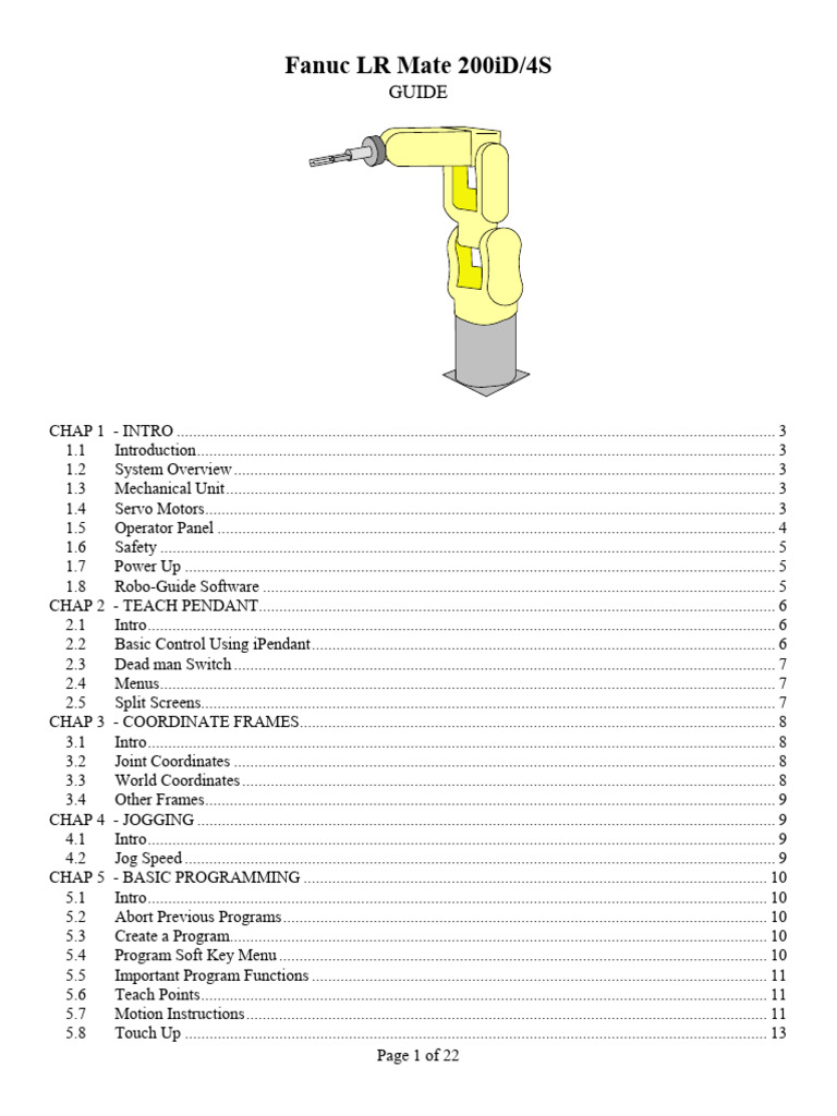 Fanuc LR Mate 200iD/4S User Guide | PDF | Menu (Computing) | Computing