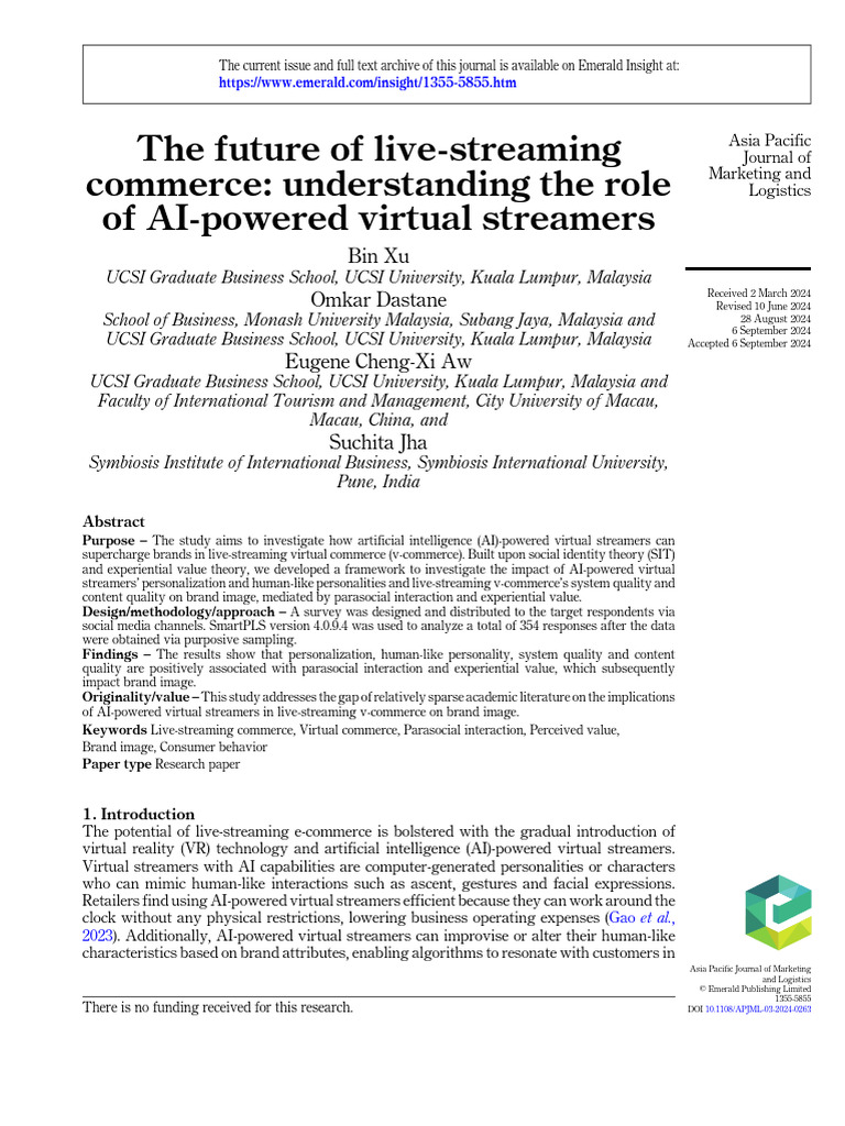 AI Virtual Streamers in Live-Streaming Commerce | PDF | E Commerce ...