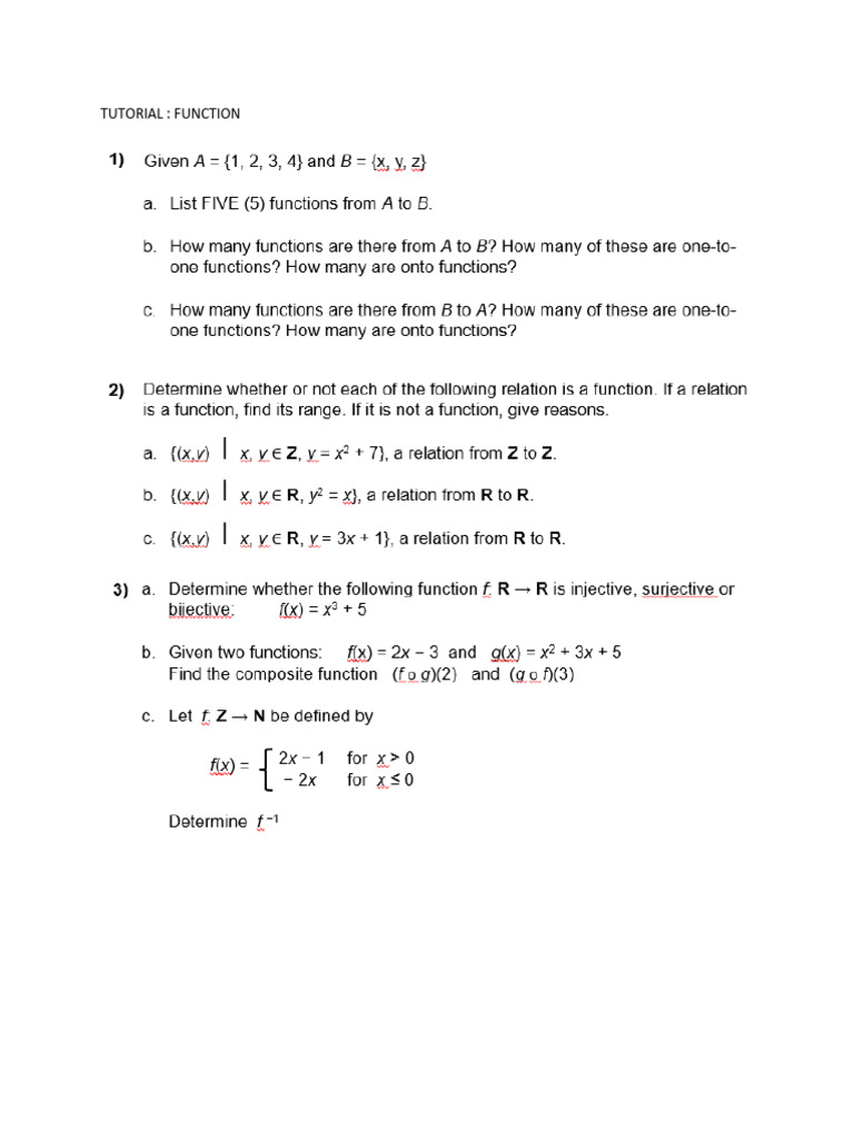 Function Tutorial: Questions 5-10 | PDF