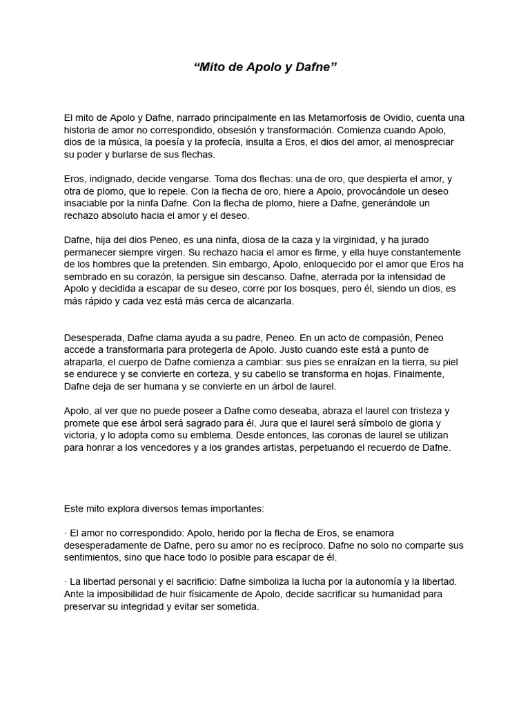 "Mito de Apolo y Dafne" - 110032 | PDF